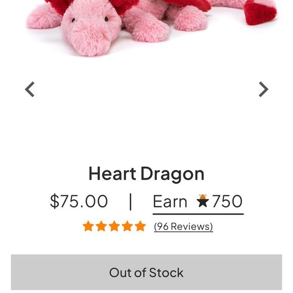 Jellycat Heart Dragon-Authentic,BNWT - Picture 7 of 8